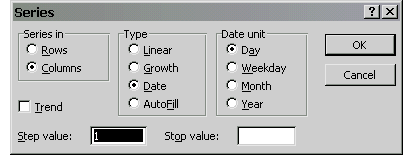 Edit Dialog, Fill Series