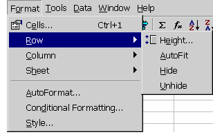Format Menu, Row