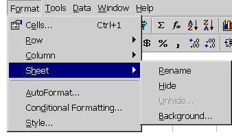 Format Menu, Sheet